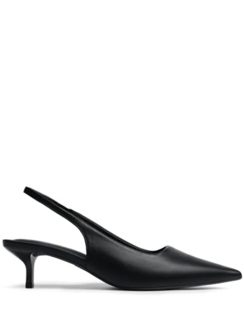 Women's Slingback Kitten Heels Pointed Toe Faux Leather Pumps - Picture 3 of 6